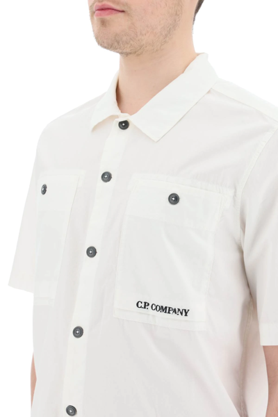 Shop C.p. Company Ripstop Cotton Shirt In White