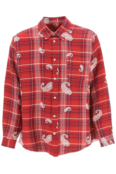 Shop 424 Tartan Paisely Shirt In Red,blue,white