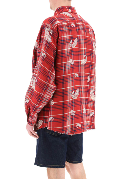 Shop 424 Tartan Paisely Shirt In Red,blue,white