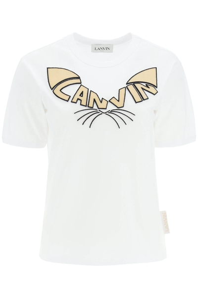 Shop Lanvin 'catwoman' Logo T-shirt In White