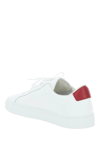 Shop Common Projects Retro Low Leather Sneakers In White,red