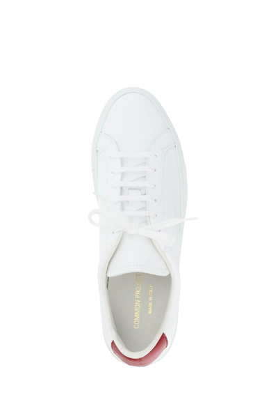 Shop Common Projects Retro Low Leather Sneakers In White,red