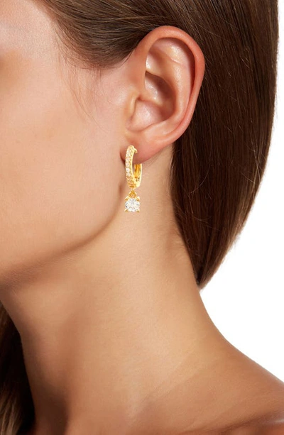 Savvy Cie Jewels Sterling Silver Pavé Cz Drop Earrings In Yellow