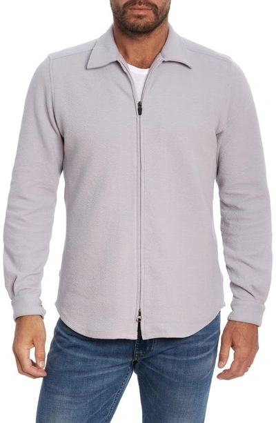 Shop Robert Graham Roebuck Knit Shirt Jacket In Light Grey