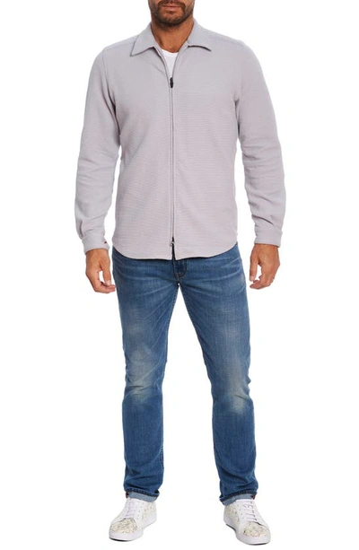 Robert Graham Roebuck Knit Zip Shirt Jacket In Light Grey | ModeSens