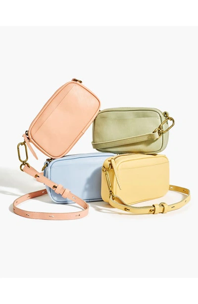 Shop Madewell Mini The Leather Carabiner Crossbody Bag In Frosted Willow