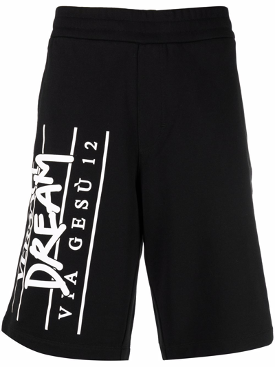 Shop Versace Men's Black Cotton Shorts