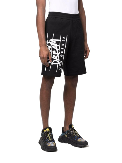 Shop Versace Men's Black Cotton Shorts