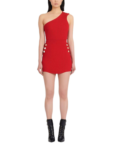 Shop Balmain Women's Red Viscose Skirt