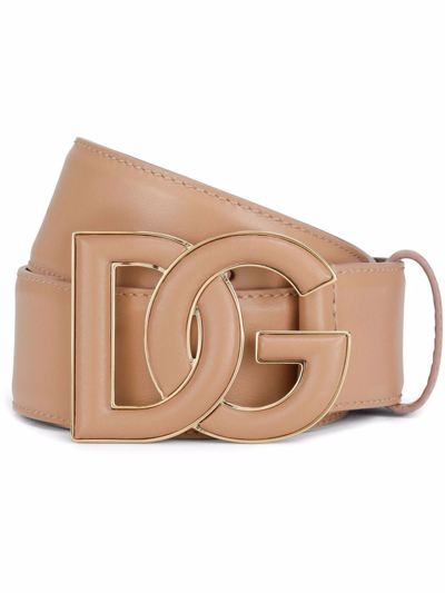 Shop Dolce E Gabbana Women's Nude Leather Belt