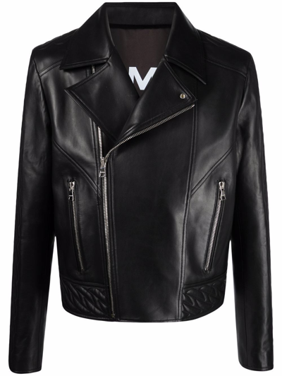 Shop Balmain Men's Black Leather Outerwear Jacket