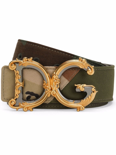 Shop Dolce E Gabbana Women's Green Cotton Belt