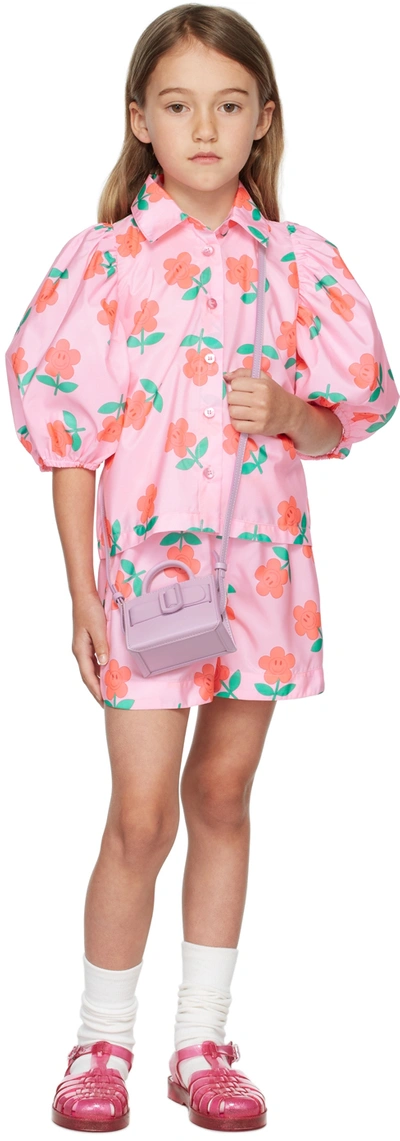 Shop Crlnbsmns Kids Pink Floral Shirt In Haha Flower