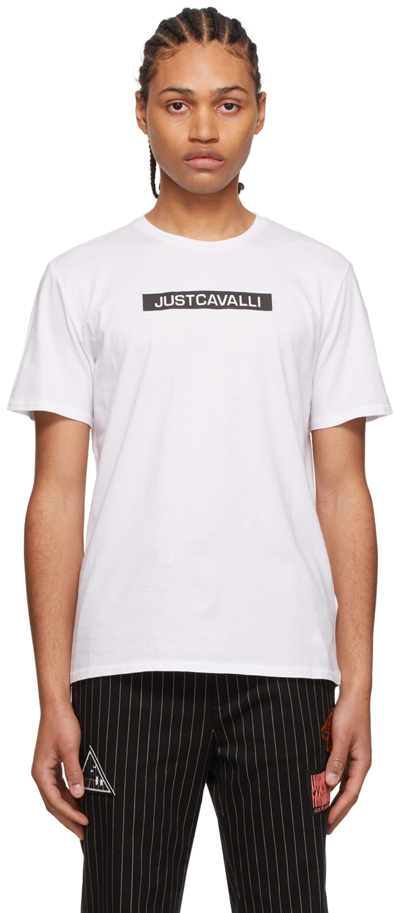 Shop Just Cavalli White Cotton T-shirt In 100 Optical Whiten20
