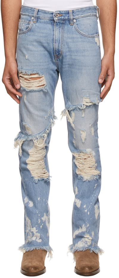 Shop Just Cavalli Blue Distressed Jeans In 470 Col. 470n31990