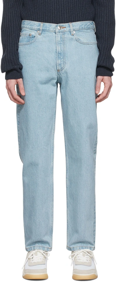 Shop Apc Blue Martin Straight Jeans In Aaf Bleached Out