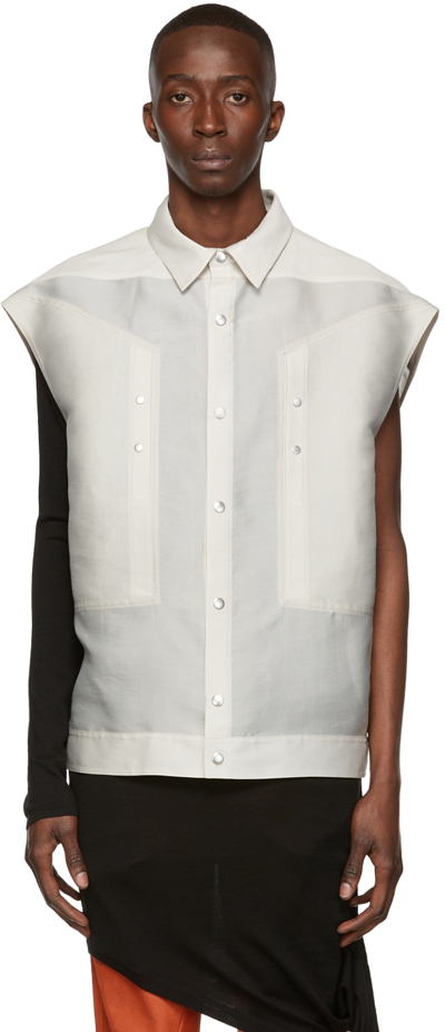 Shop Rick Owens Beige Silk Vest In 08 Pearl