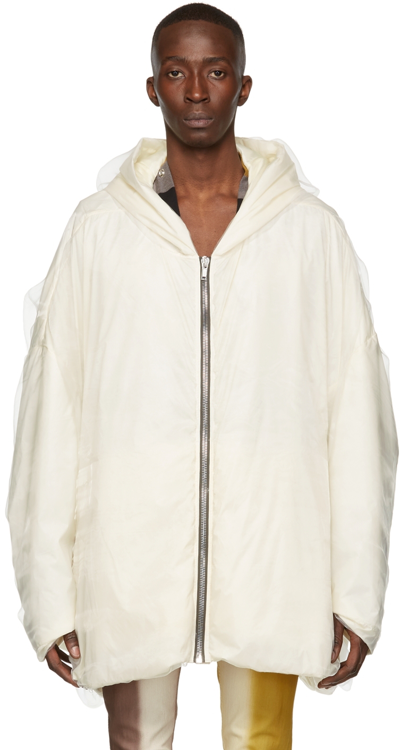Shop Rick Owens Off-white Nylon & Polyester Jacket In 2111 Natural/milk