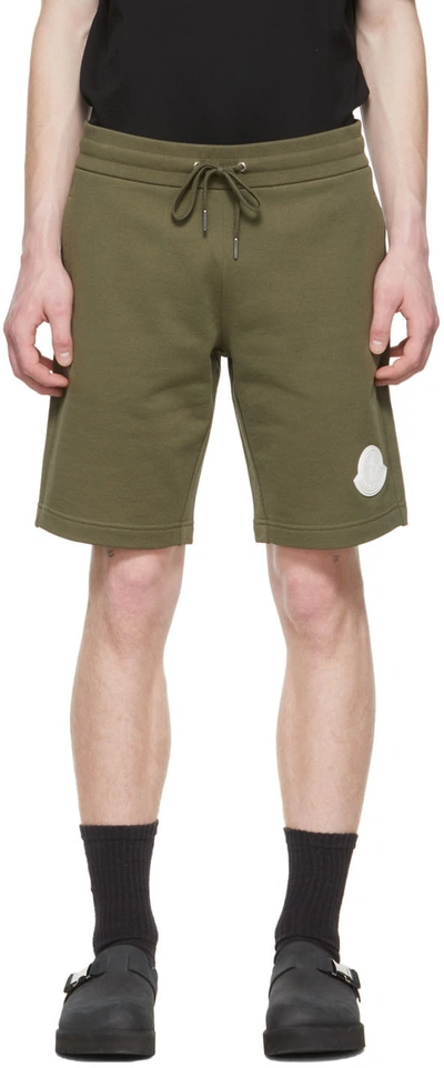 Shop Moncler Khaki Cotton Shorts In 8a3 Olive