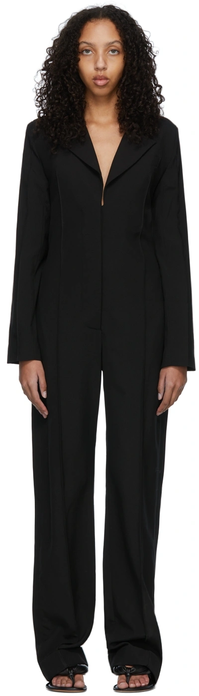 Shop Jacquemus Black 'la Combinaison Costume' Jumpsuit In 990 Black
