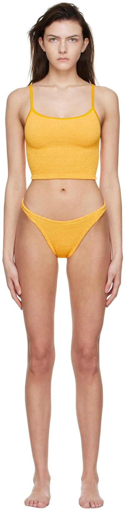 Shop Hunza G Orange Nylon Bikini In Mango Sorbet