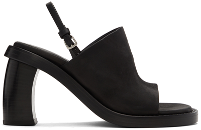Shop Ann Demeulemeester Black Calfskin Heeled Sandals In 099 Black