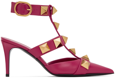 Shop Valentino Pink Roman Stud Heels In Mf5 Blossom