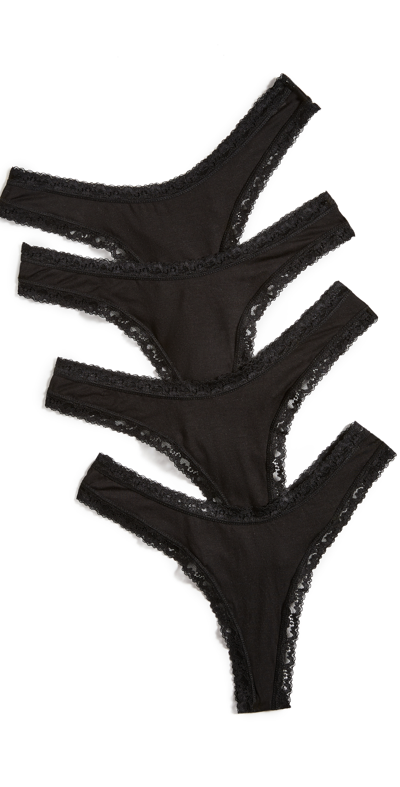 Shop Stripe & Stare Black 4 Pack Thong Box Black