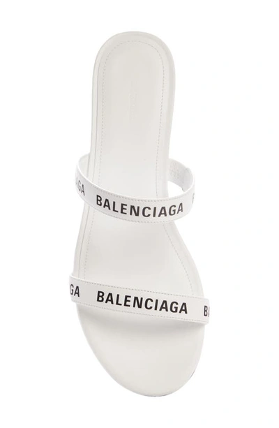 Shop Balenciaga Logo Slide Sandal In White/ Black