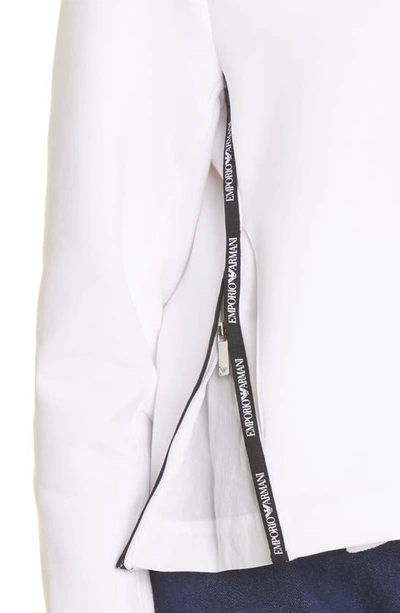 Shop Emporio Armani Side Zip Logo Tape Sweatshirt In Optic White