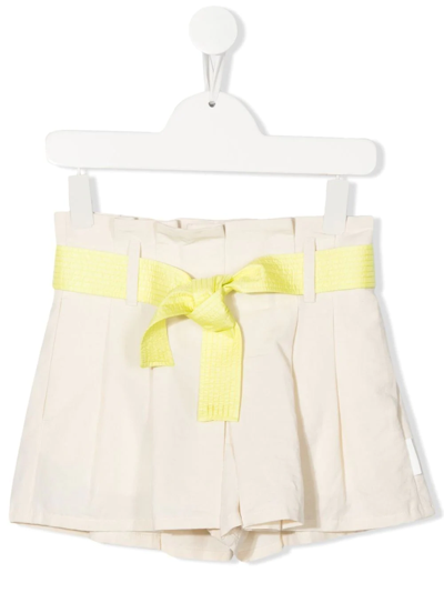 Shop Moncler Pleated Bow-detail Shorts In Neutrals