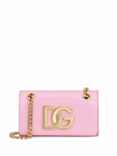 Shop Dolce & Gabbana Leather Logo Phone Bag In Pink