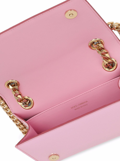 Shop Dolce & Gabbana Leather Logo Phone Bag In Pink