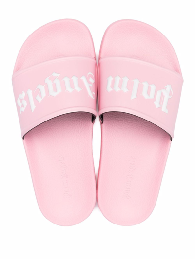 Shop Palm Angels Logo Pool Sliders In Pink