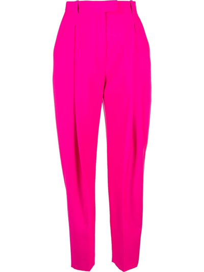 Alexander Mcqueen Classic Wool Trousers In Fuchsia