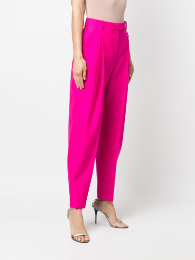 Alexander Mcqueen Classic Wool Trousers In Fuchsia