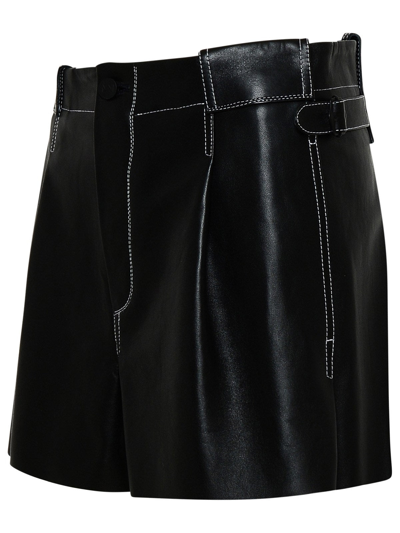 Shop The Mannei Black Leather Sakib Shorts
