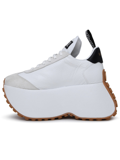 Shop Versace White Leather Triplatform Sneaker