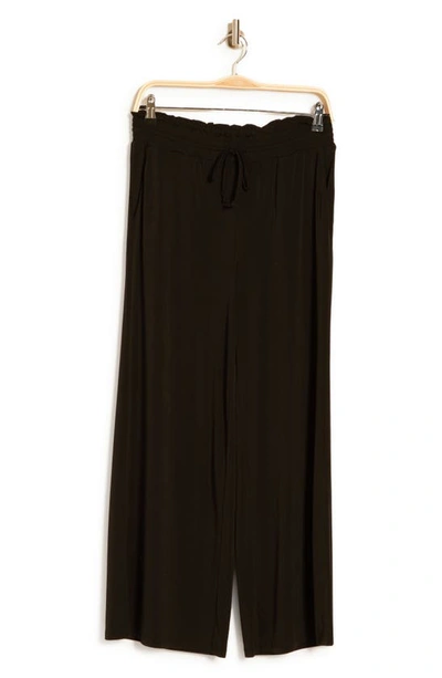 Ellen Tracy Palm Outline Smocked Crop Pants In Black