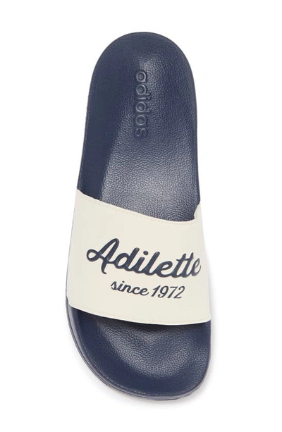 Shop Adidas Originals Adilette Shower Slide In Wonder White/shadow Navy
