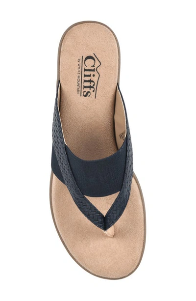 Shop Cliffs By White Mountain Bumble Embossed Faux Leather Sandal In Navy/ Woven/ Smooth