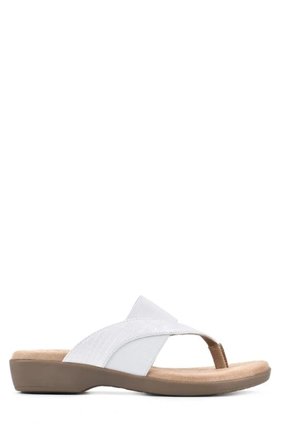 Shop Cliffs By White Mountain Bumble Embossed Faux Leather Sandal In White/ Snake/ Patent