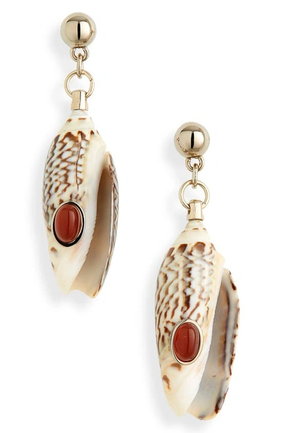 Shop Chloé Lyv Small Shell Drop Earrings In Gold Color