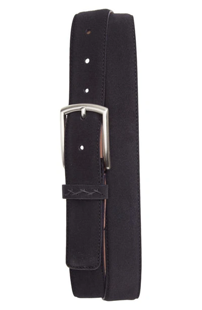 Shop Zegna Free Size Vicuna Lined Suede Belt In Navy Blue