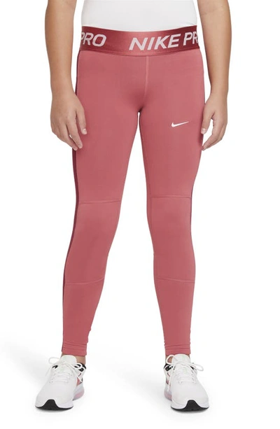 Nike Pro Warm Dri-fit Big Kids' (girls') Leggings In Pink