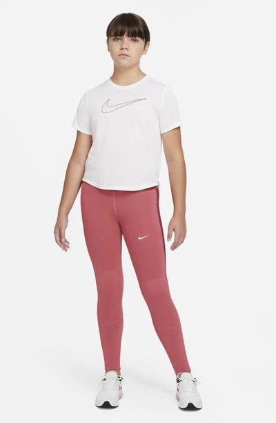 Shop Nike Kids' Pro Dri-fit Logo Leggings In Archaeo Pink/ Rush Maroon