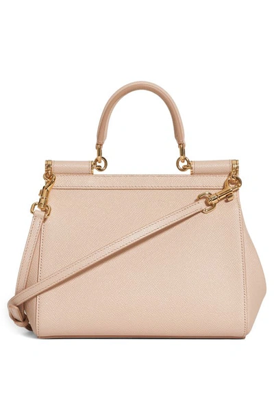 Shop Dolce & Gabbana 'small Miss Sicily' Leather Satchel In Flesh Pink