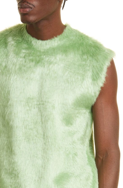 Shop Jil Sander Silk Faux Fur Sweater Vest In Celadon