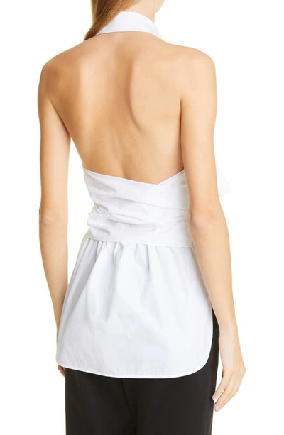 Max Mara Cotton Poplin Waistcoat Top In Bianco Ottico