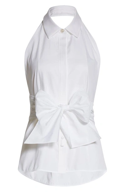 Max Mara Cotton Poplin Waistcoat Top In Bianco Ottico